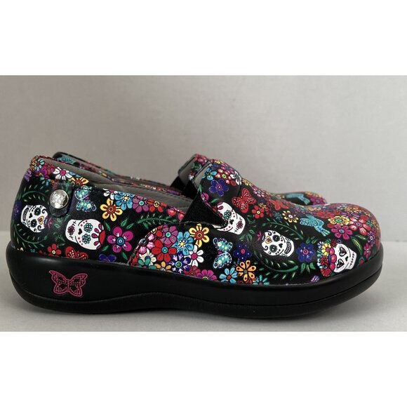 Alegria Women's Shoes Size 37 US 7 Floral Sugar Skull Ofrenda Kel-7574 Clogs - Picture 3 of 10